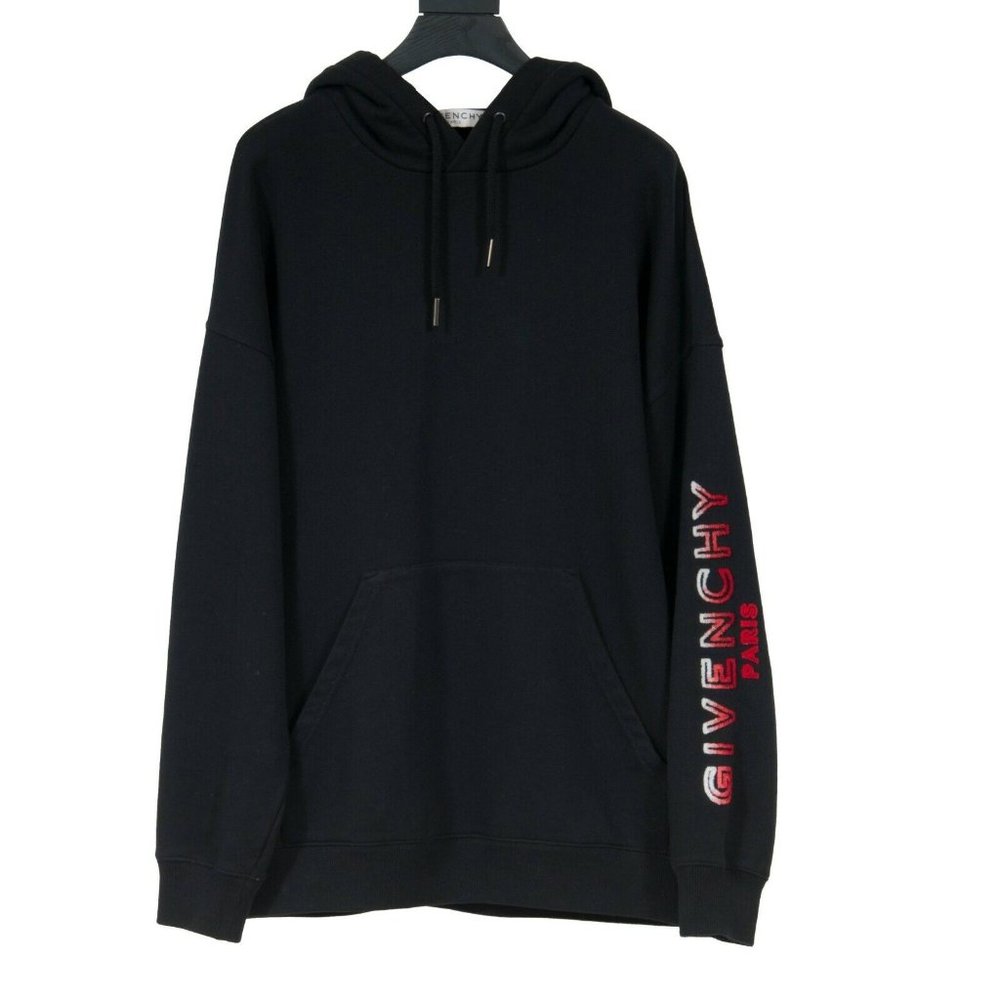 Givenchy Mens Hoodie Pullover Extra Small Oversized Black Cotton Gradient Logo